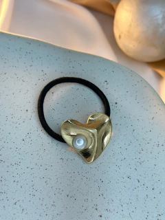 Xuxinha coração martelado com pérola XUPD01 - Ruchelli Bijoux