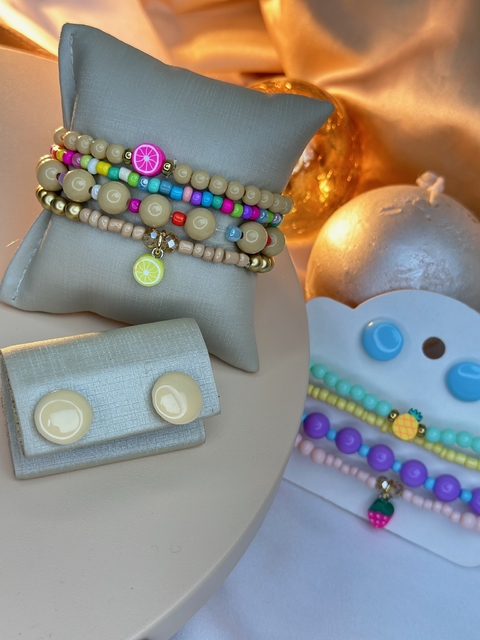 Kit de pulseira com brinco frutas PUJ01 - comprar online