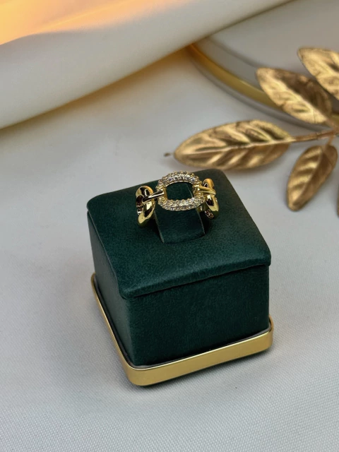 Anel LUXO regulável elos meio cravejado ANSO01 - comprar online