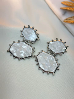 Brinco madrepérola geométrico BRIJT09 - Ruchelli Bijoux