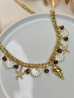 Colar corrente fundo do mar /concha cintilante COJ17 - loja online