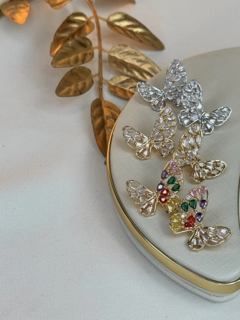 Brinco LUXO borboleta detalhada zircônia BRIGR10 - comprar online