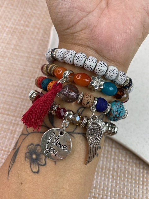 Kit de pulseira tassel e asas PULY01 - comprar online