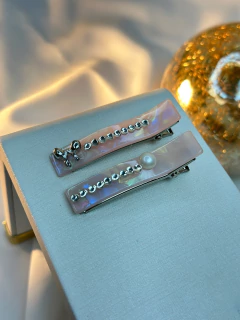 Kit 2 bicos de pato reto laço strass BCFD07 - Ruchelli Bijoux