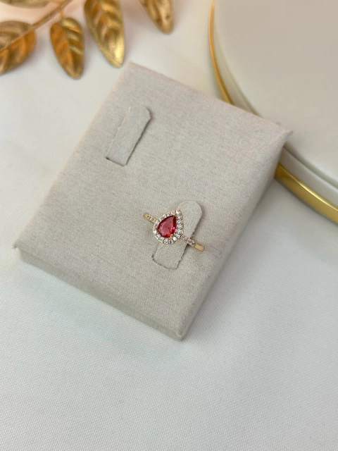 Anel gota dourado vermelho ANLS07 - comprar online