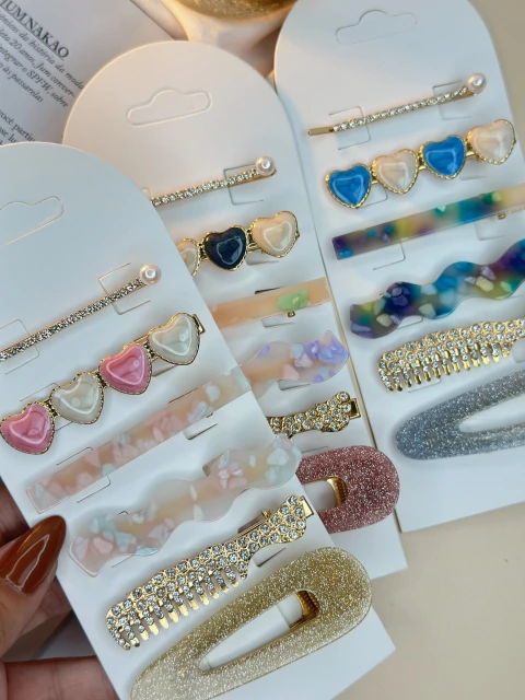 Cartelona 6 peças corações resinados e oval glitter CAROT01 - comprar online