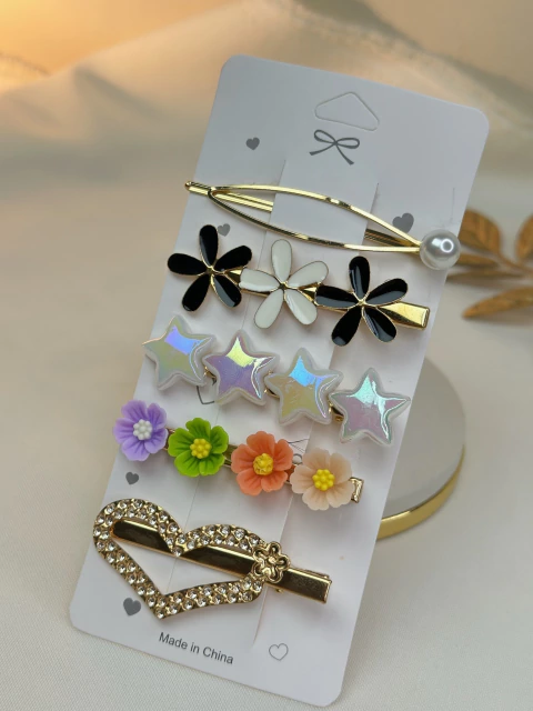 Cartelona 5 peças flores resinadas preto CARMU01 - comprar online