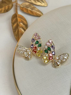 Brinco LUXO borboleta detalhada zircônia BRIGR10 - Ruchelli Bijoux