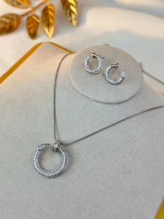 Kit colar/brinco LUXO cartier prego cravejado COSN06 - Ruchelli Bijoux