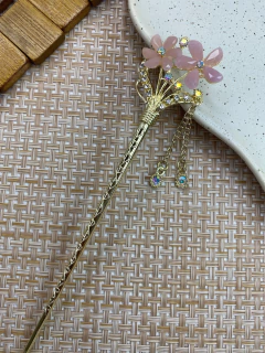 Palito de cabelo FERRO flor aplicação ly06 - Ruchelli Bijoux