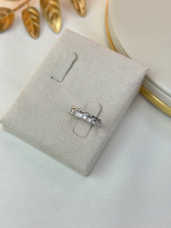 Anel dois fio zircônia/detalhado ANLS07 - Ruchelli Bijoux