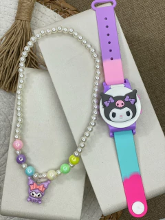 Kit Relogio e Pulseira infantil KUROMI/HELLOKIT vd05 na internet