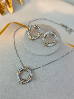 Kit colar/brinco tiffany redondo LUXO COSN06 - Ruchelli Bijoux