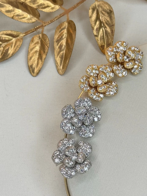 Brinco LUXO flower cravejada BRIGR10 - comprar online