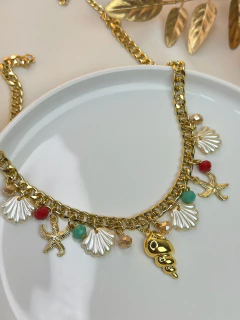 Colar corrente fundo do mar /concha cintilante COJ17 - Ruchelli Bijoux