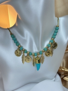 Colar fio dourado e moedas COJ01 - Ruchelli Bijoux