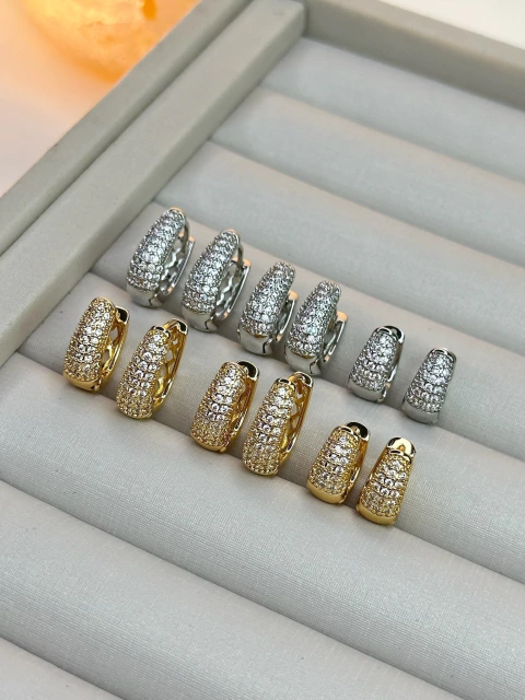 Trio de brico meia argola cravejada BRIFD10 - comprar online