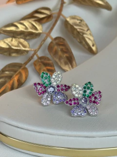 Brinco LUXO flor ponta cravejada BRIGR10 na internet