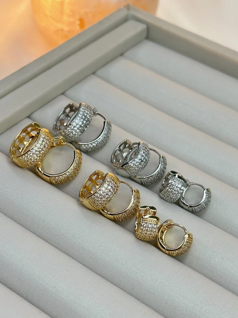 Trio de brico argola cravejada BRIFD10 - comprar online