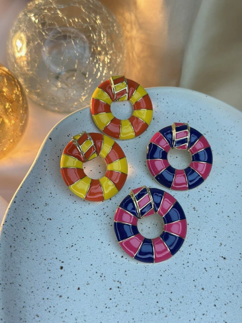 Brinco redondo resinado listras BRIRI01 - comprar online