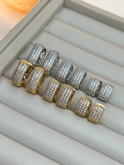 Trio de brico quadrada cravejada BRIFD10 - comprar online