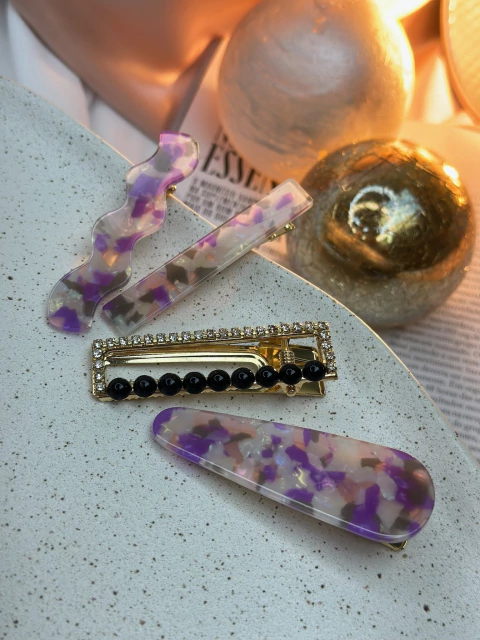 Kit 4 bicos de pato quadrado cravejado/oval roxo BCLR01 - comprar online