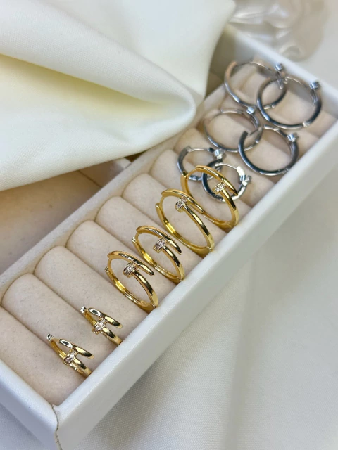 Trio de brinco prego liso BRIJT10 - comprar online