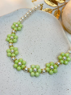 Colar flores com pérolas COJV01 - Ruchelli Bijoux