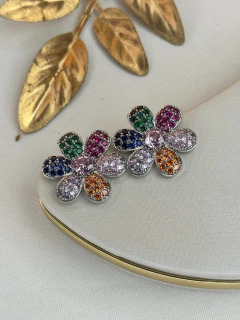 Imagem do Brinco LUXO flor cravejada BRIGR10