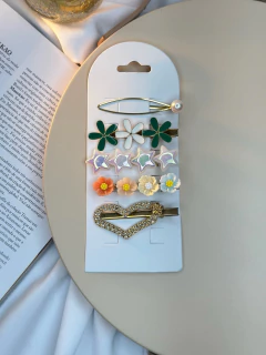 Cartelona 5 peças 3 flores resinadas CARMU01 - Ruchelli Bijoux