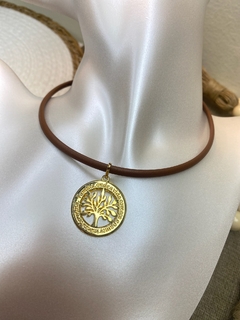 Chocker courino e pingente dourado COOI01 - Ruchelli Bijoux
