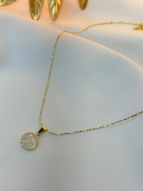 Chocker FOLHEADO esfera cravejada COMU09 - comprar online