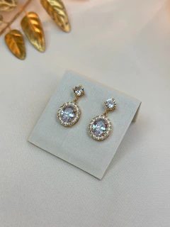 Brinco pendurado oval cristal BRIJU11 - Ruchelli Bijoux