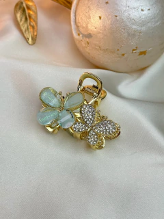 Piranha P dupla borboleta cravejada/vidrilho PIFD10 - Ruchelli Bijoux