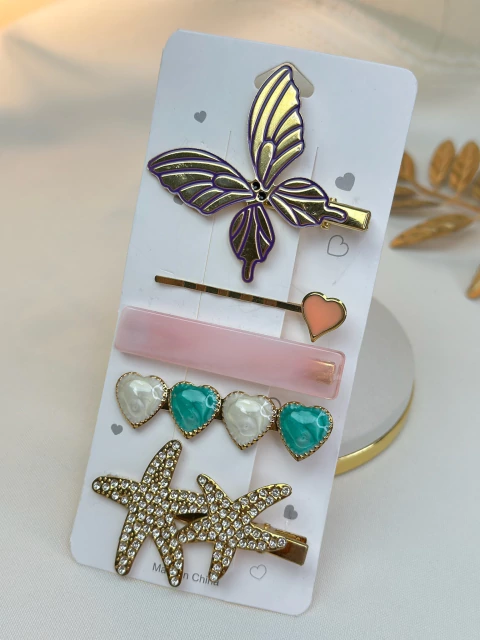 Cartelona 5 peças borboleta resinada lilás CARMU01 - comprar online