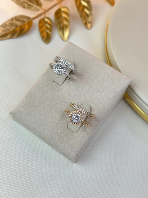 Kit 2 Anel esfera cristal/cravejado ANLS07 - comprar online