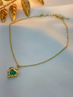 Chocker FOLHEADO coração/pedraria COMU09 - Ruchelli Bijoux