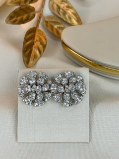 Brinco LUXO flores pétalas multiplas BRIGR10 - Ruchelli Bijoux