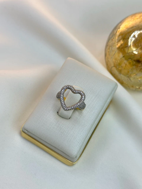 Anel Regulável coração vazado cravejado ANAE02 - comprar online