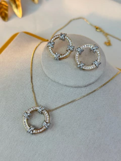 Kit colar/brinco tiffany redondo LUXO COSN06 na internet