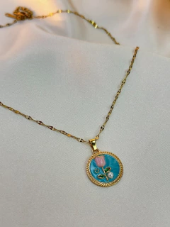 Colar aço inoxidável flor COCS01 - loja online