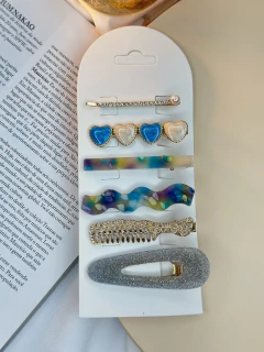 Cartelona 6 peças corações resinados e oval glitter CAROT01 na internet