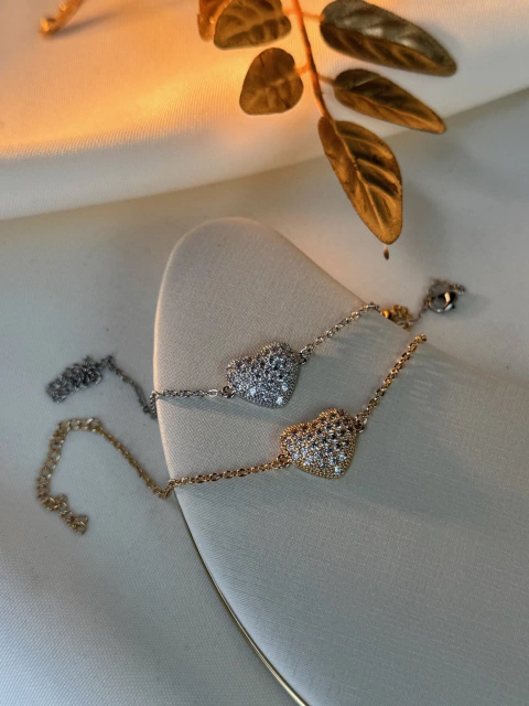 Pulseira coração cravejado PUGR10 - comprar online