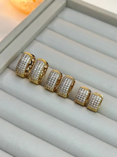 Trio de brico quadrada cravejada BRIFD10 - Ruchelli Bijoux