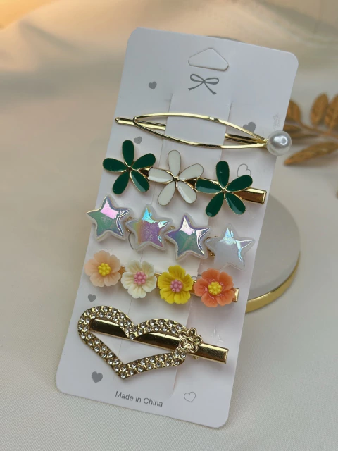 Cartelona 5 peças flores resinadas verde CARMU01 - comprar online