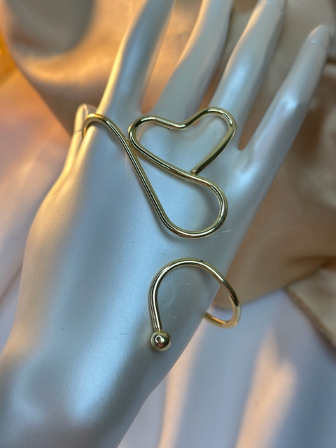 Pulseira de mão de coração dourado 2 PUGR01 - comprar online