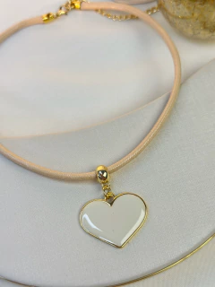 Chocker cordão coração resinado COJ18 - Ruchelli Bijoux