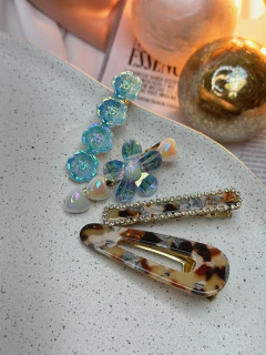 Kit 4 bicos de pato reta cravejada/flores BCLR01 - Ruchelli Bijoux