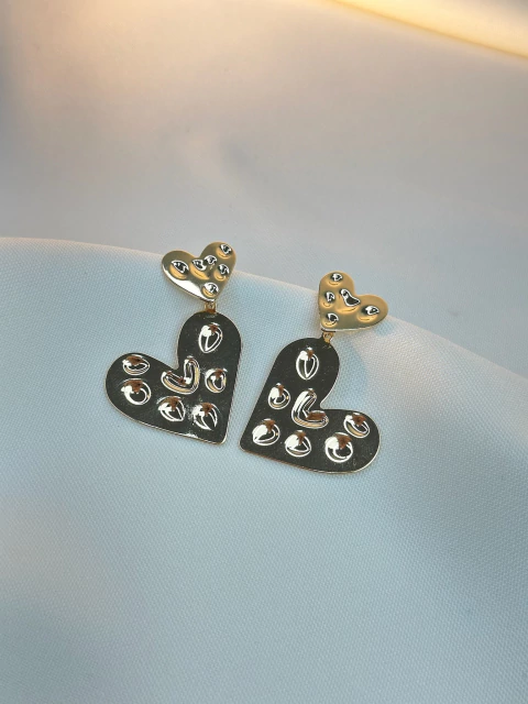 Brinco duplo coração rustico BRIEZ01 - comprar online