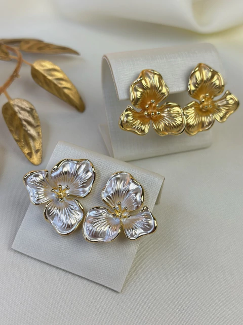 Brinco flor risca pintado BRISN07 - comprar online